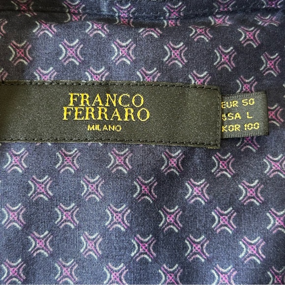 Franco Ferraro Slim button up mens formal shirt embroidered F on pocket size L - Picture 8 of 8